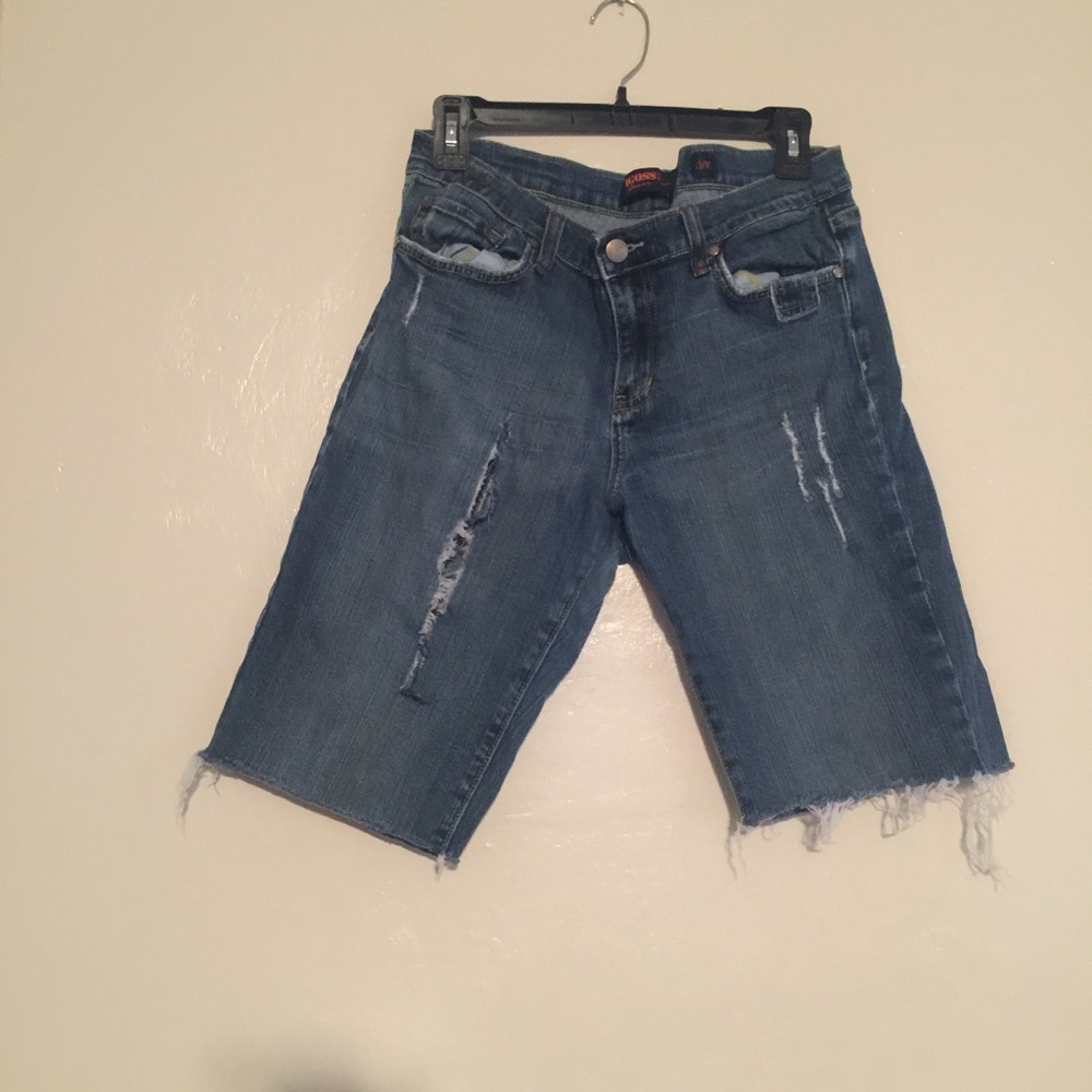 Denim distress shorts